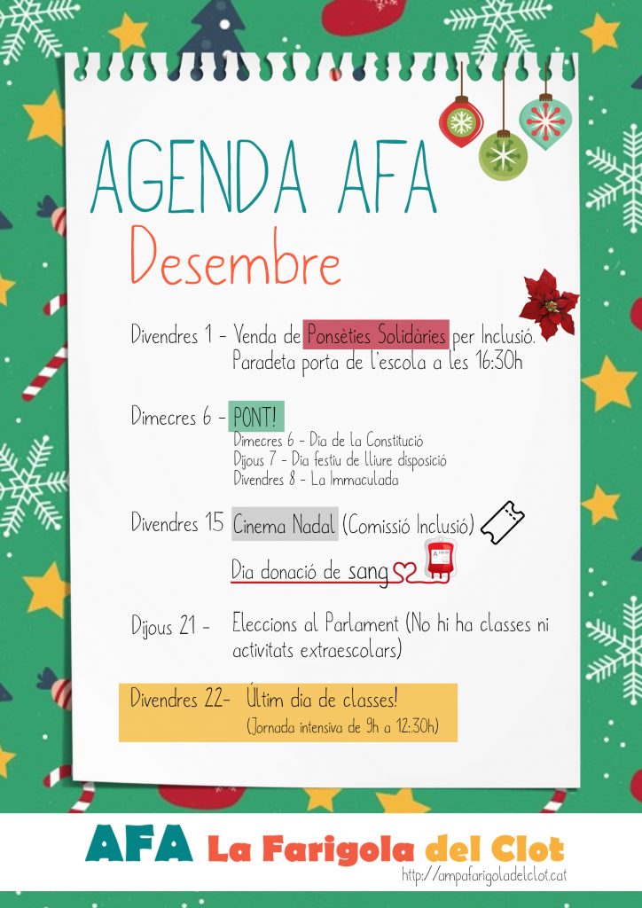 agenda AFA Desembre 1